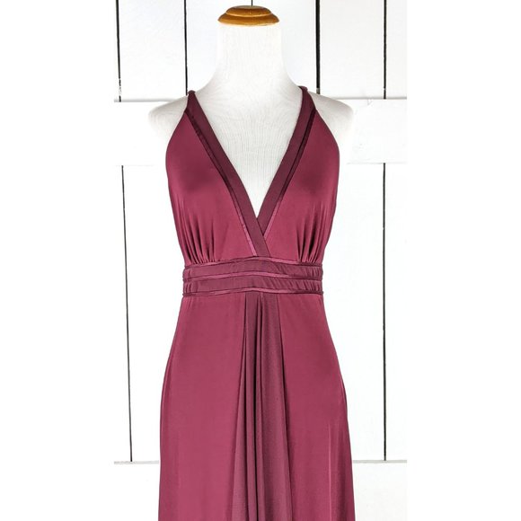 Calvin Klein burgundy maroon stretch sheer panel sleeveless long maxi dress - Picture 4 of 7